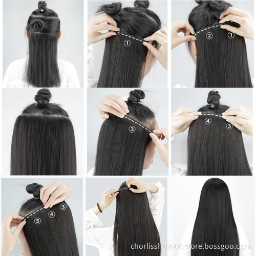 Wholesale Cheap Blonde Long22''Straight Ombre New High Quality 5 Clip Heat Resistant Synthetic Clip In Hair Extensions For Women